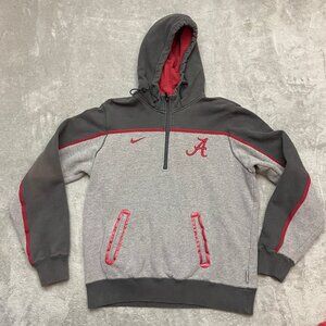 Nike Alabama Hoodie Mens Medium Crimson Tide Therma-Fit Zip Pockets Gray